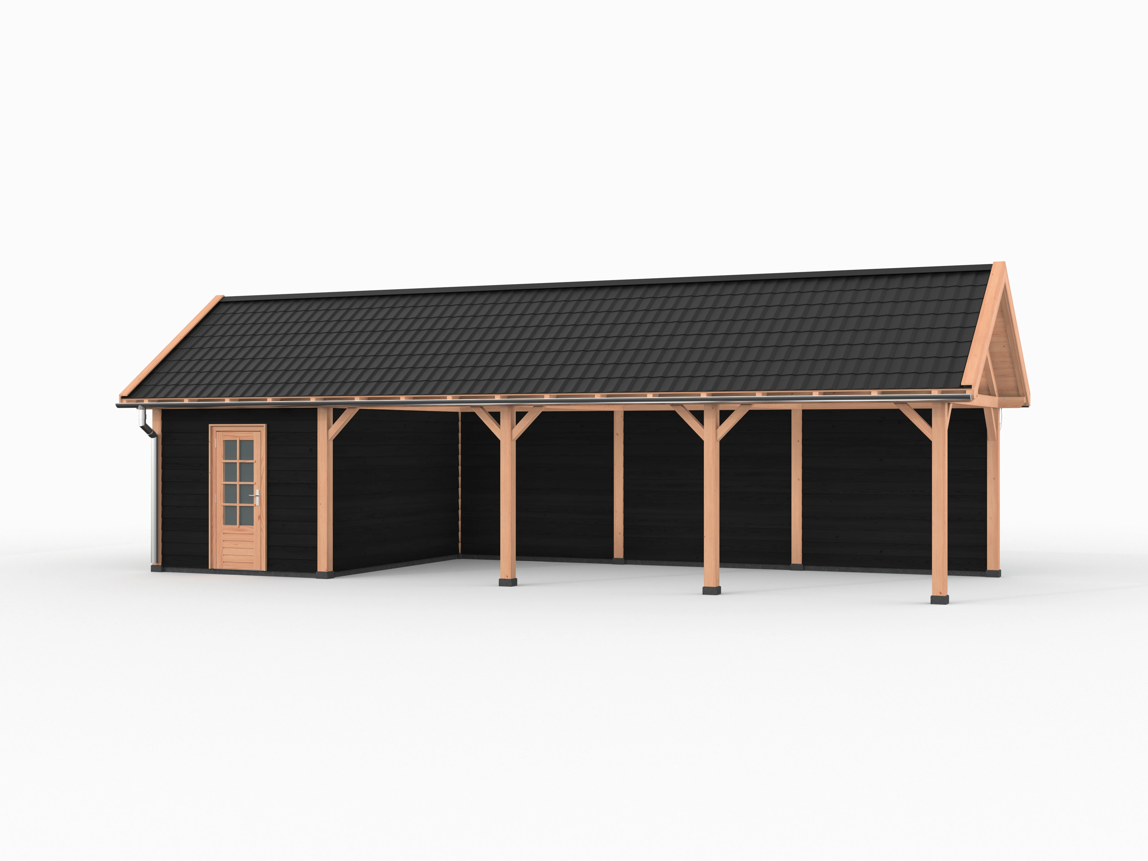 Douglas overkapping zadeldak, 1200 x 400, met schuur en achterwand, Westwood Vrijbuiter - Afbeelding 2
